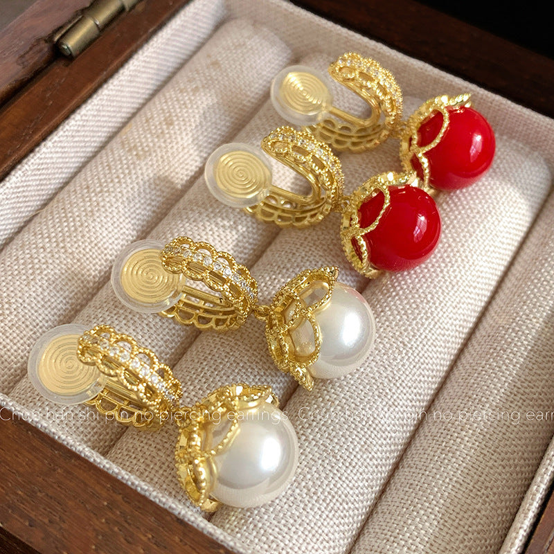 Lace Pearl Without Pierced Mosquito Coil Light Luxury Rings
