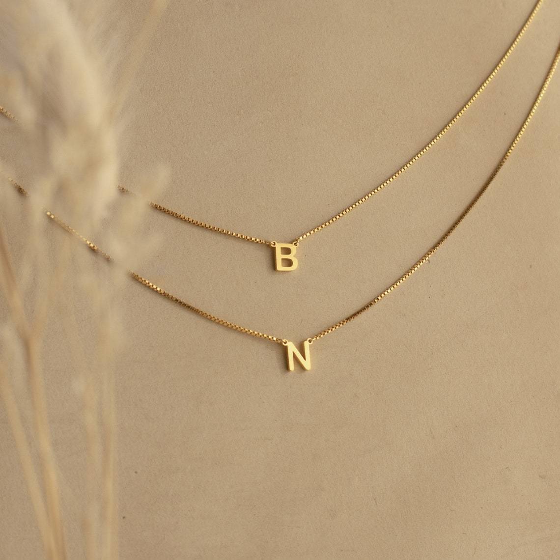 Steel Letter Pendant Box Chain Basic Necklaces