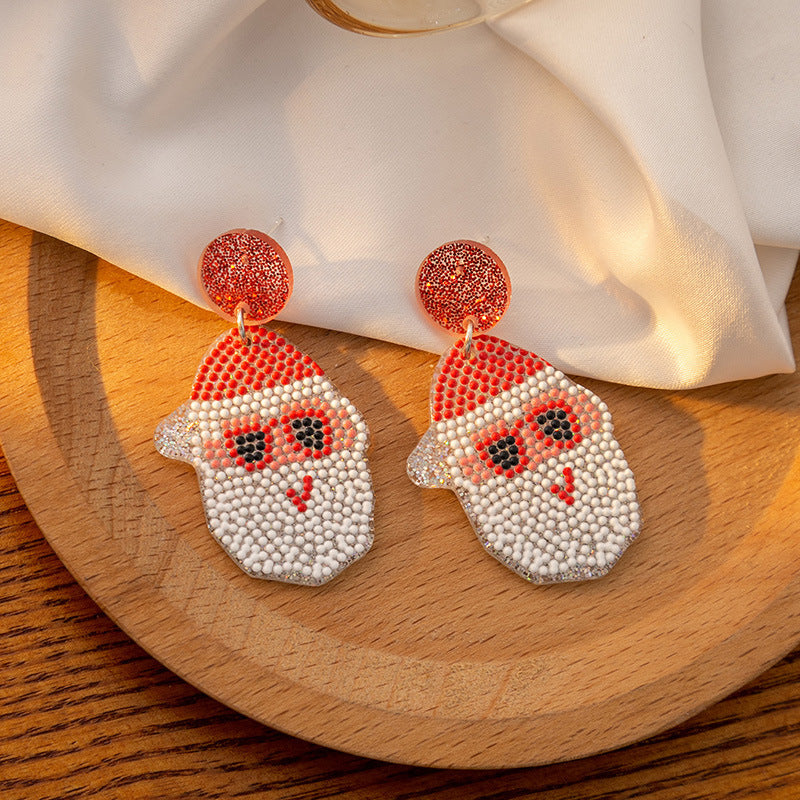 Women's Sier Needle Christmas Santa Claus Acrylic Earrings