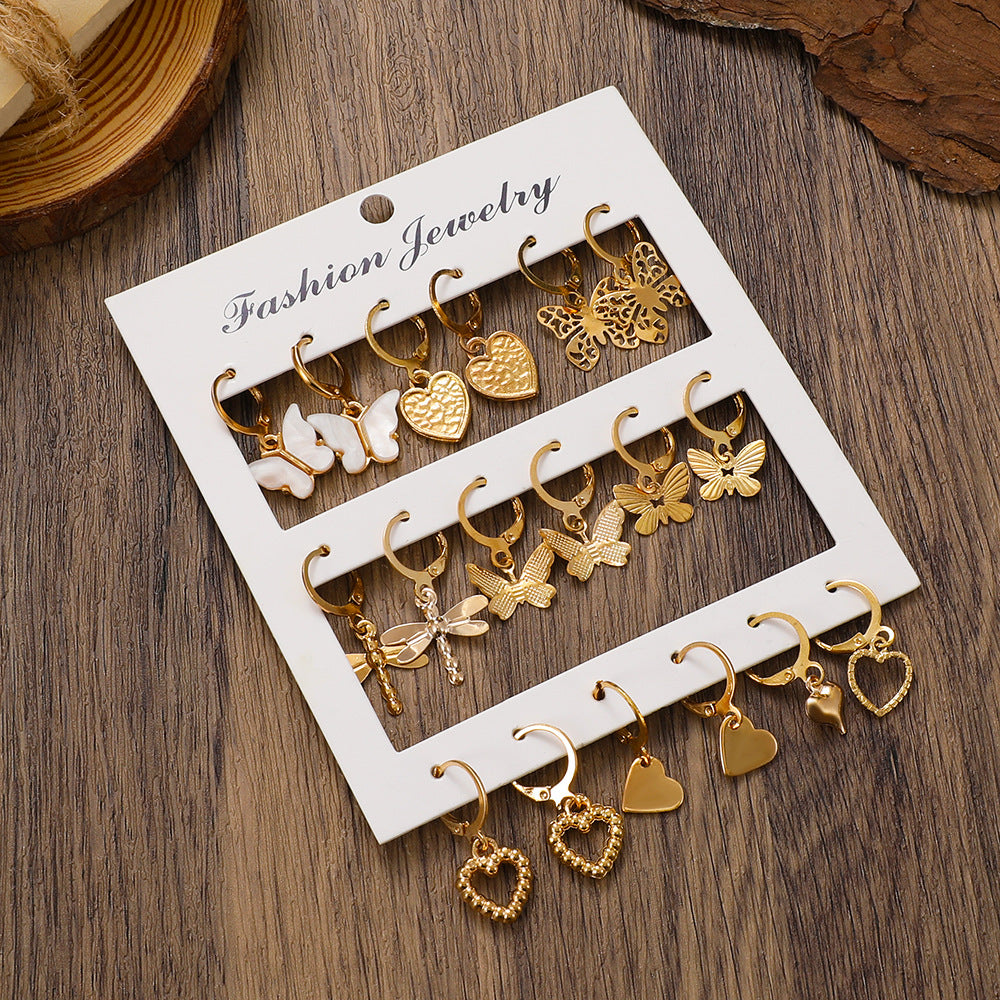 Simple Hollow Butterfly Ear Clip Set Earrings