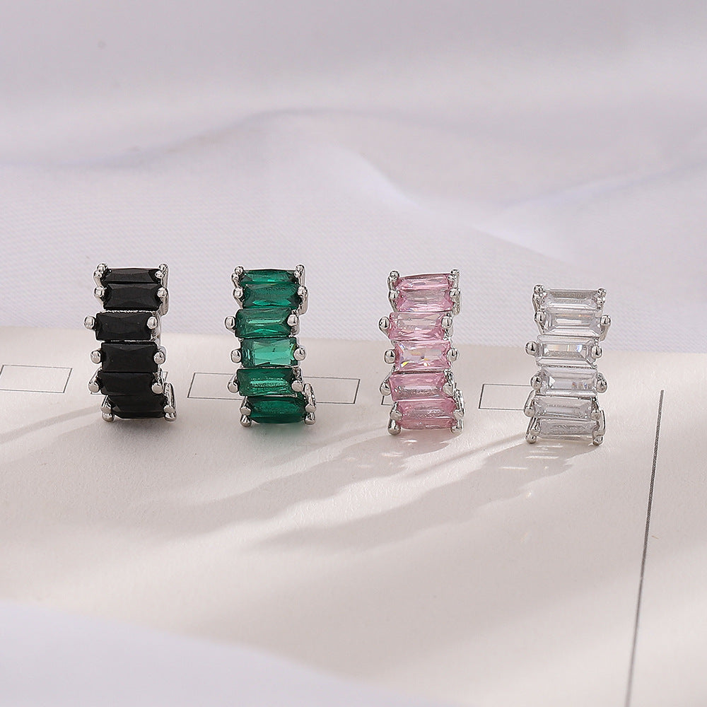 Men's Square Light Luxury Colorful Crystals Without Pierced Irregular With Personality Rings