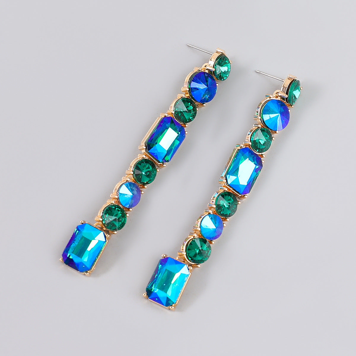 Women's Fashion Alloy Diamond Rhinestone Geometric Long Earrings