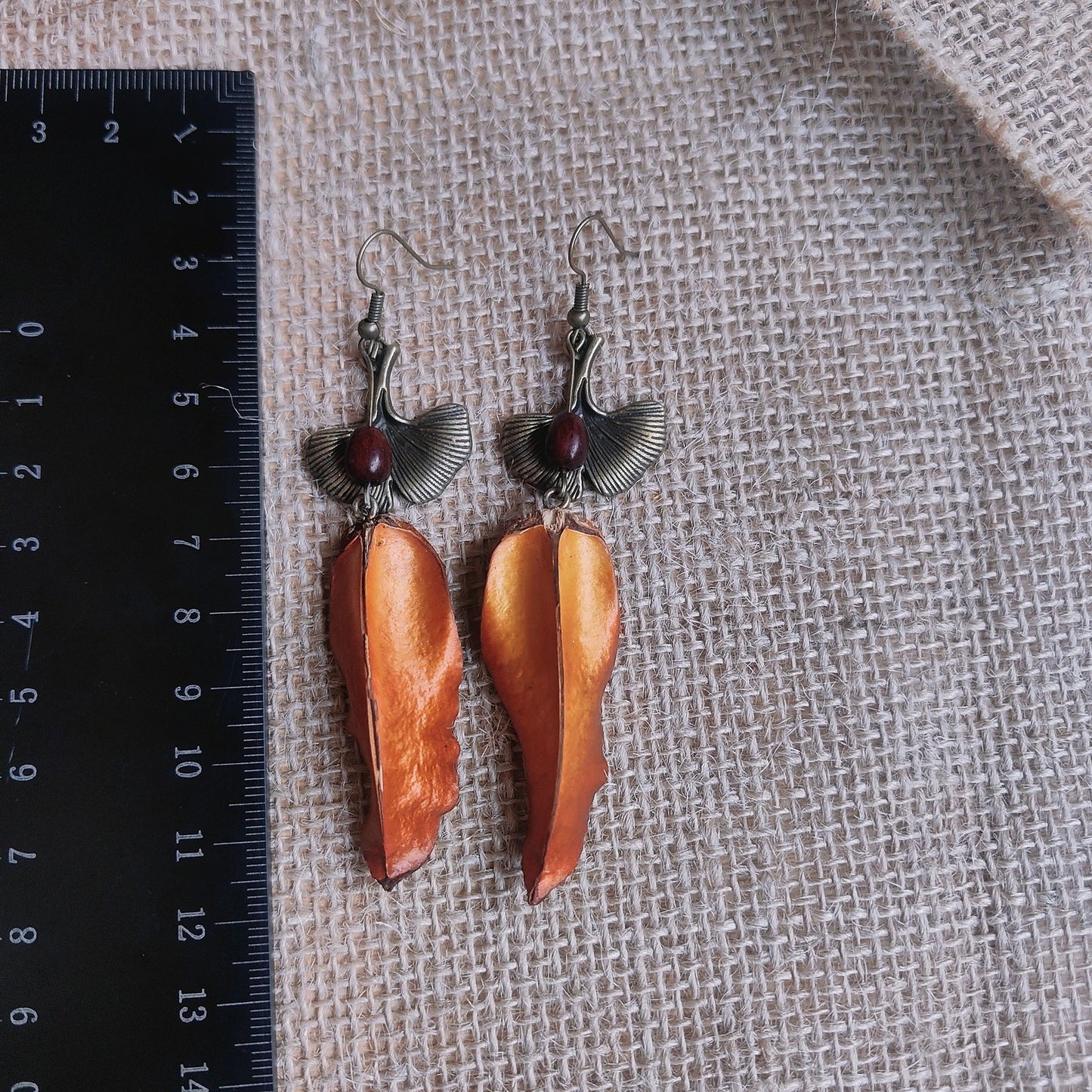 Wooden Chinese Style Art Retro Ear Clip Golden Bell Bodhi Earrings