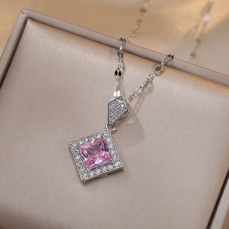 Women's Zircon Geometric Special Interest Light Luxury Design Pendant Necklaces