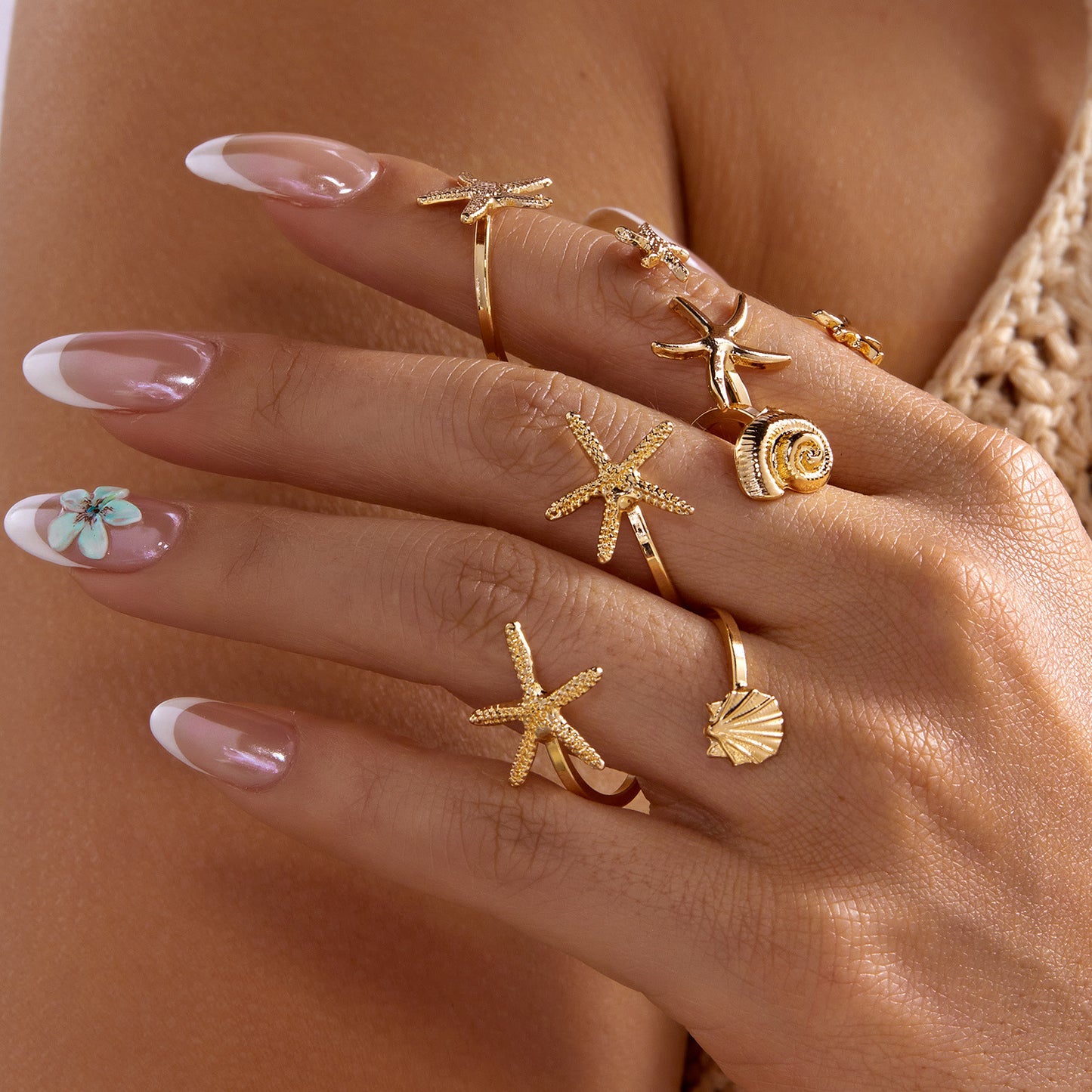Open Pcs Seaside Vacation Style Shell Ring
