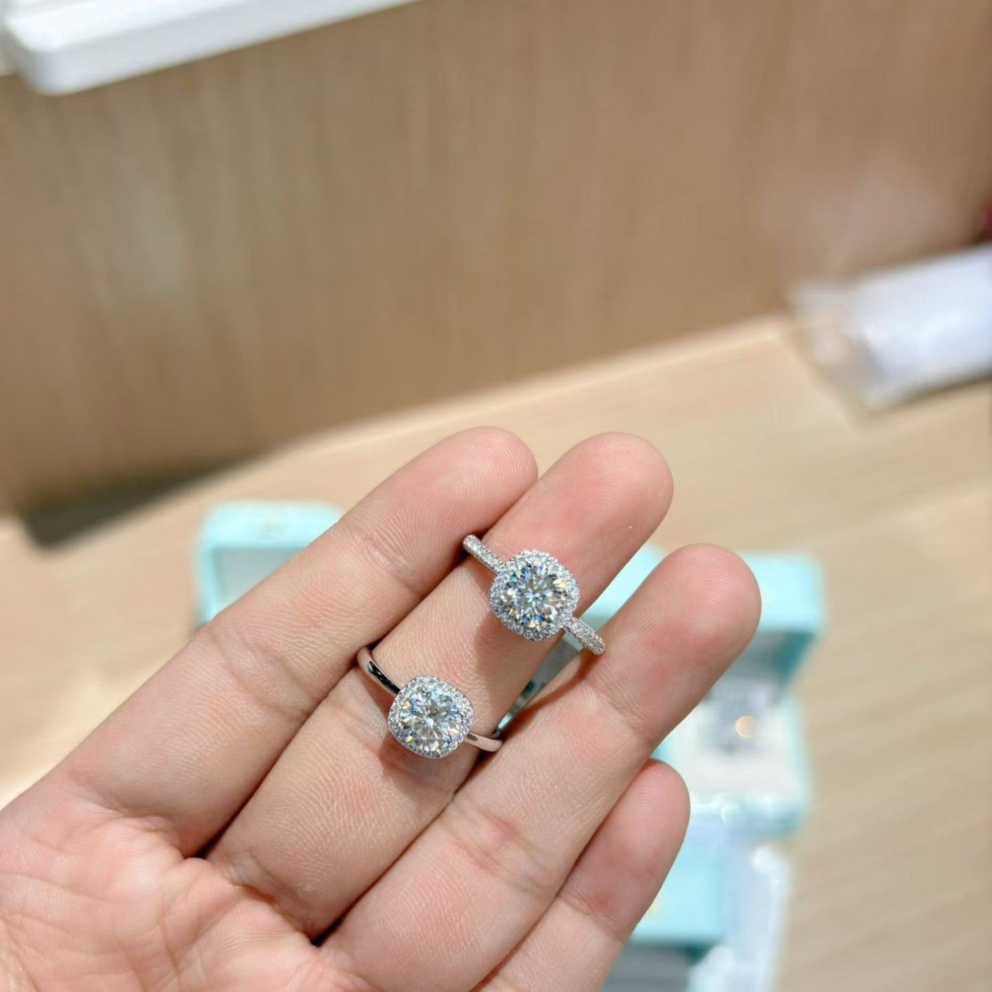 Women's Sugar Cube Light Luxury High-grade Sense Moissanite With Rings