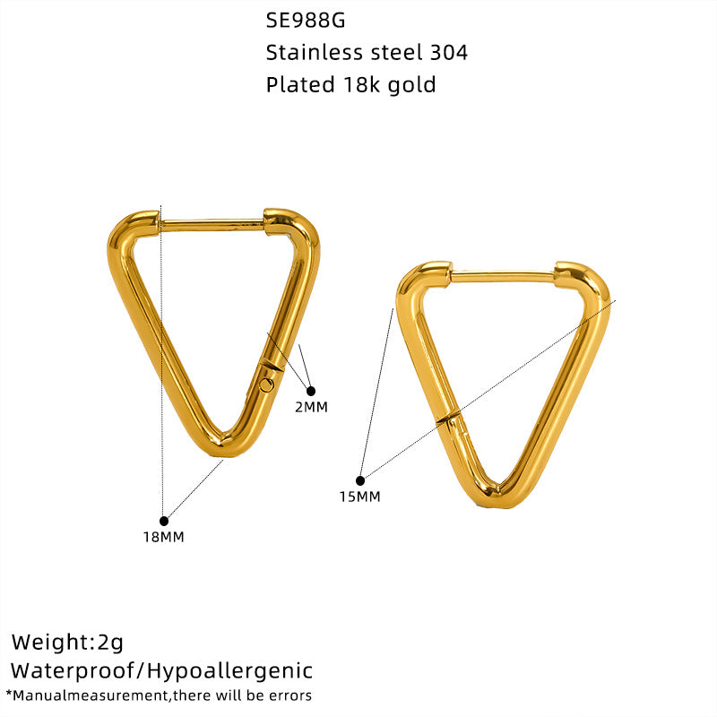 Stainless Steel Simple Geometric Gold Hexagon Personality Titanium Ear Rings