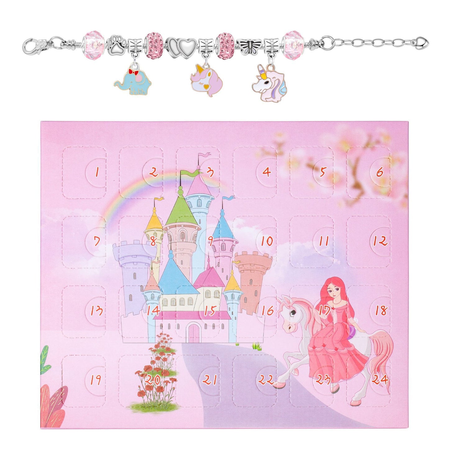 Boîte aveugle de château de dessin animé rose pour enfants, ornements, Bracelets colorés créatifs