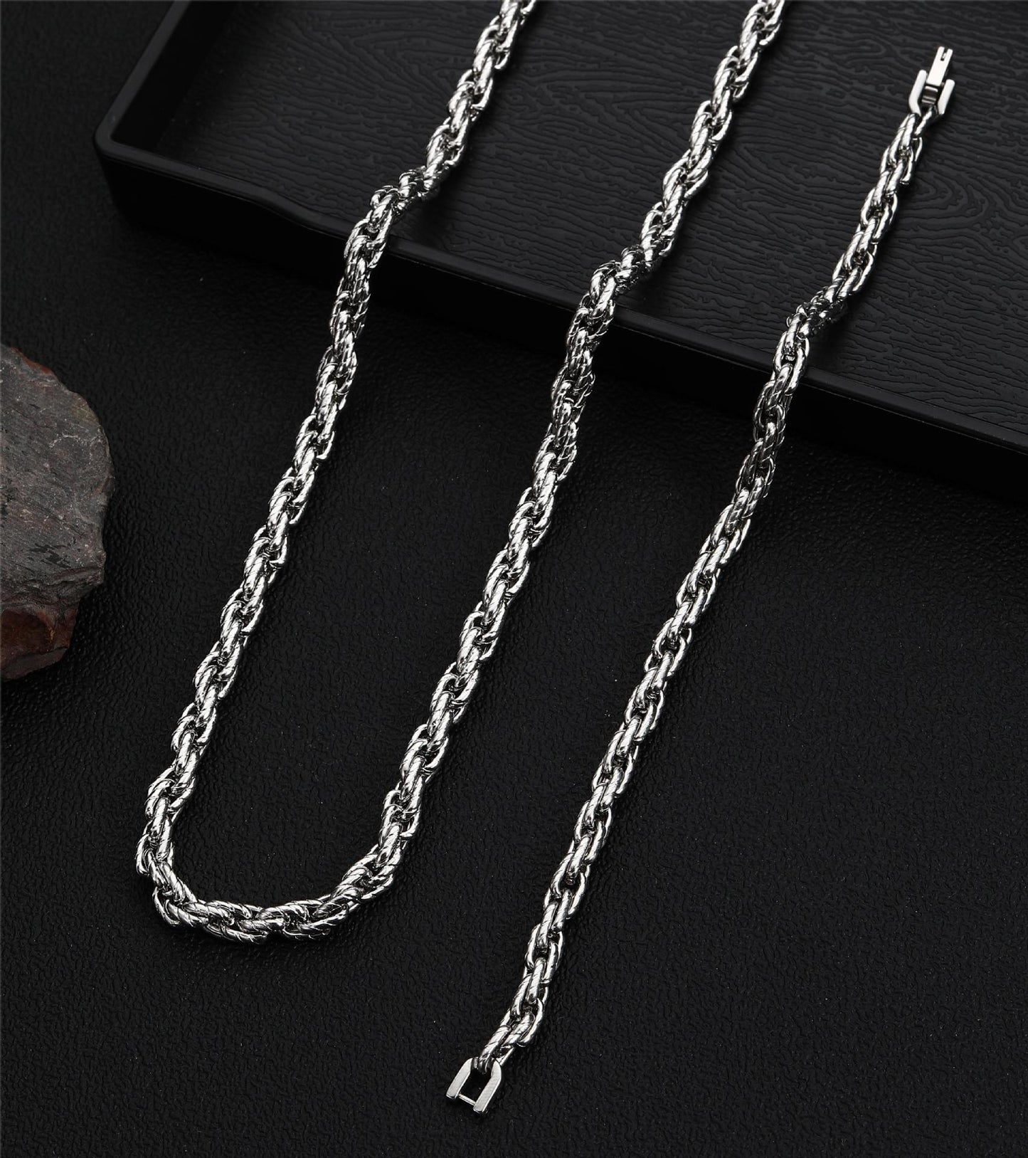 Women's & Men's & Hip Hop Titanium Steel Embossed Mobius Cuban Necklaces