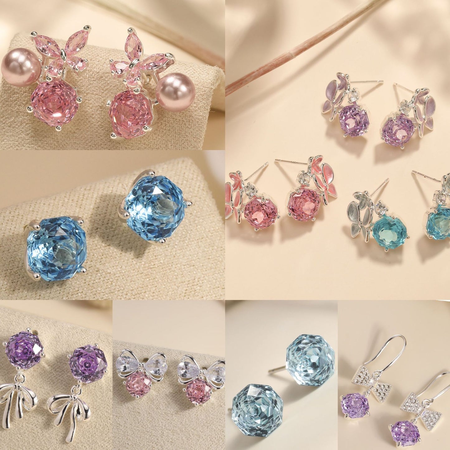 Pearl Colorful Zircon Female Fresh Temperament Stud Earrings
