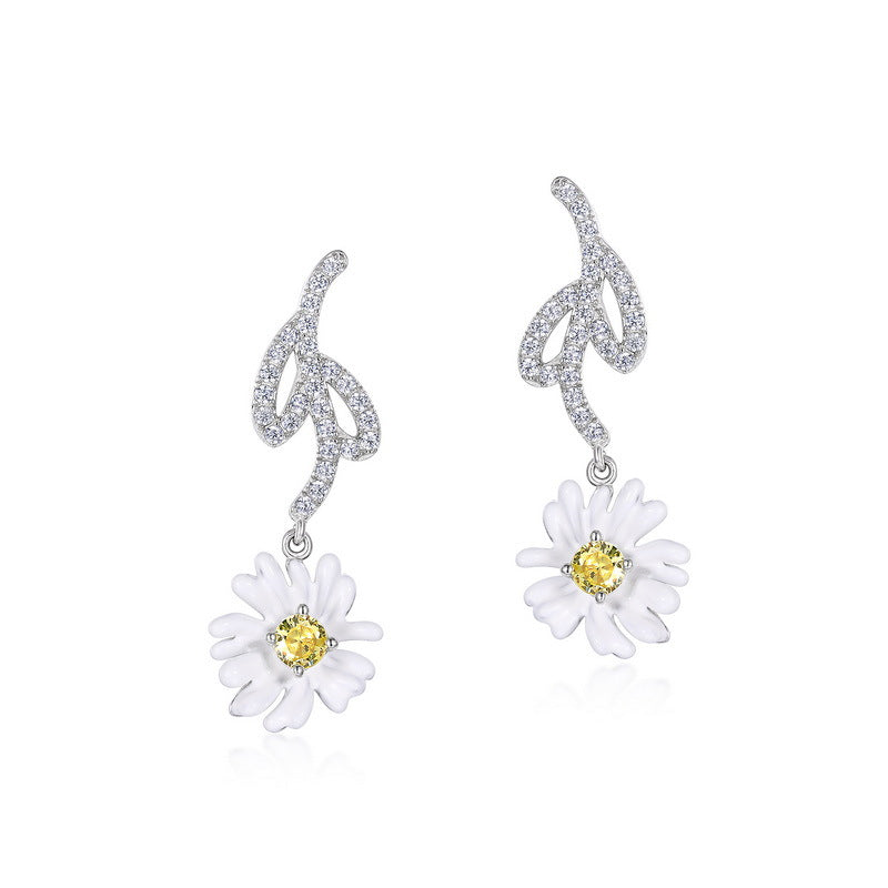 Women's Flower Sier High Sense Special Interest Earrings