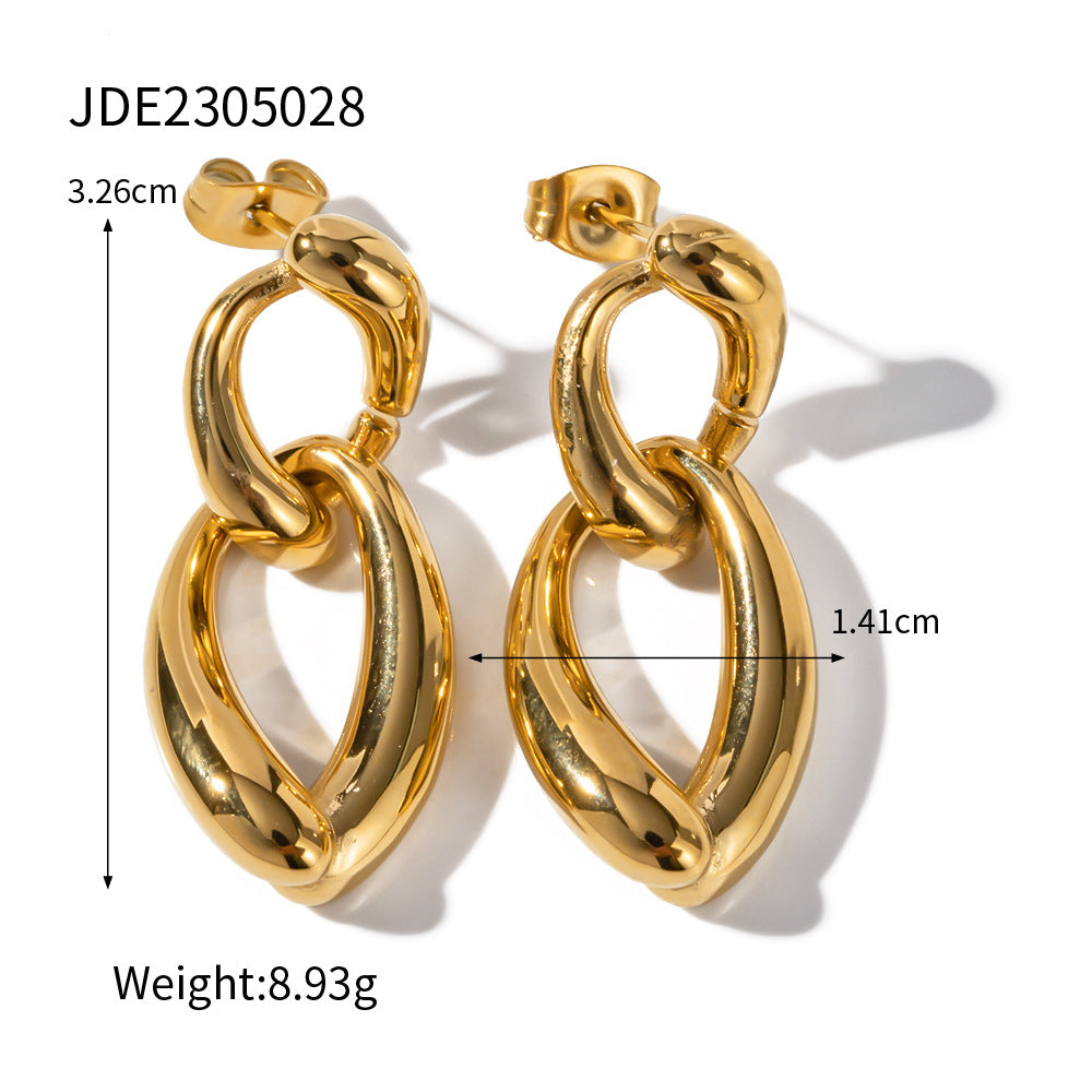 Gold-plated Stainless Irregular Chain Do Not Earrings