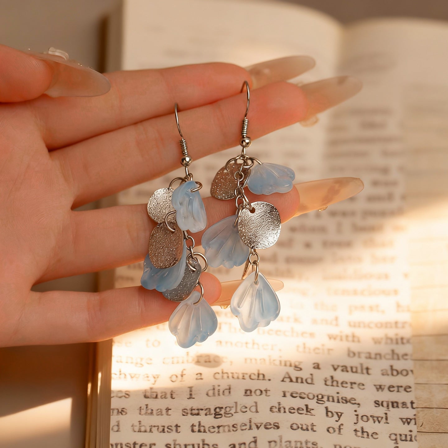 Blue Petals Without Pierced Ears Mosquito Coil Gentle Summer Vacation Rings