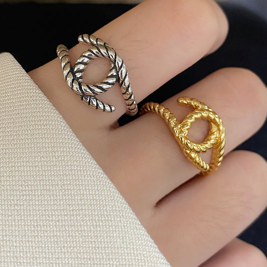 Mori Style Mysterious Eye Design Twist Braid Fine Rings