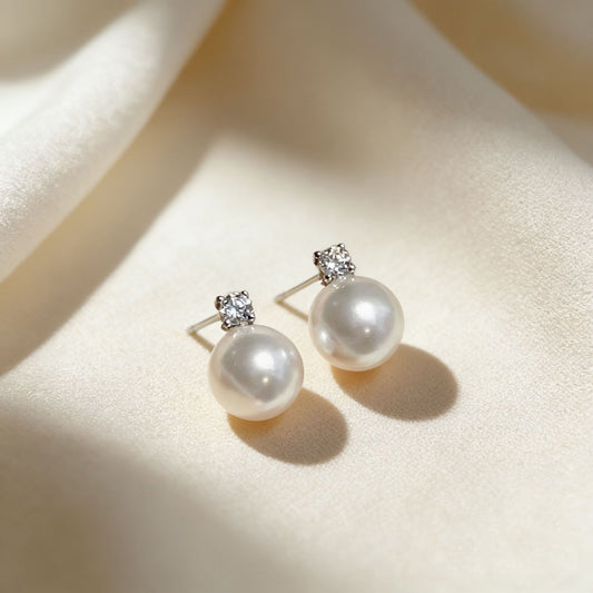 Diana Pearl Female Sier Needle Simple Elegant Cold Earrings