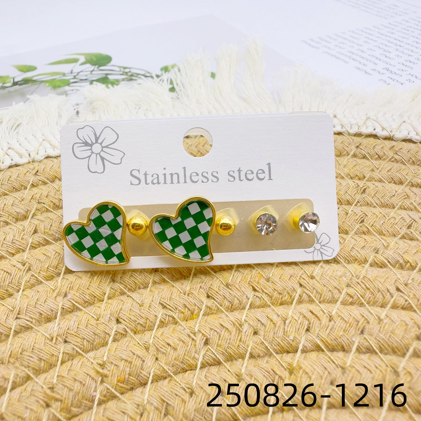 Women's Love Heart High-grade Stainless Steel Diamond Wild Trendy Golden Ear Stud Earrings