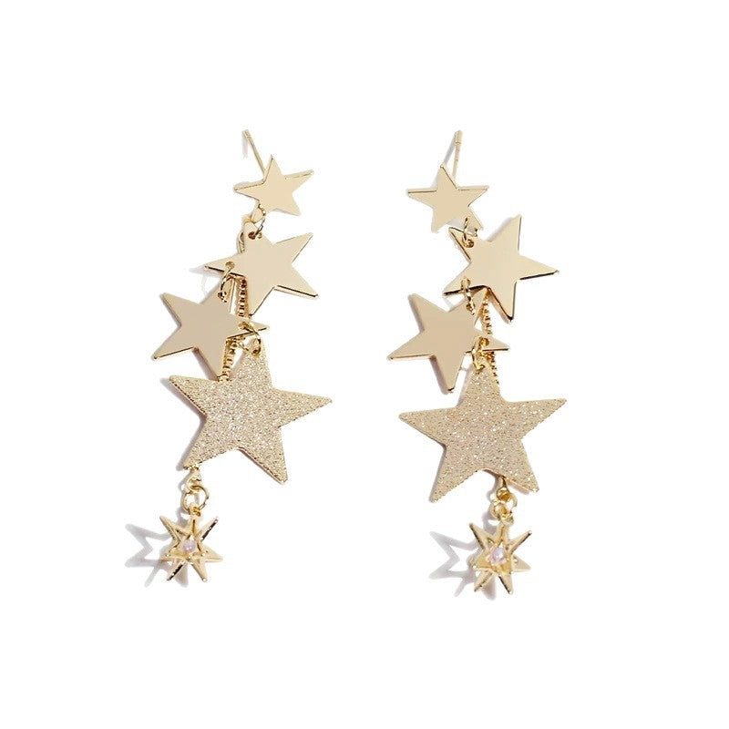 High-grade Metal Star Tassel Sier Eardrops Female Earrings