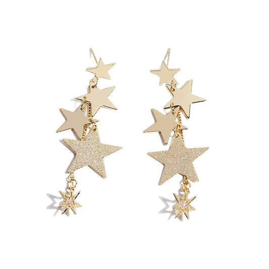 High-grade Metal Star Tassel Sier Eardrops Female Earrings
