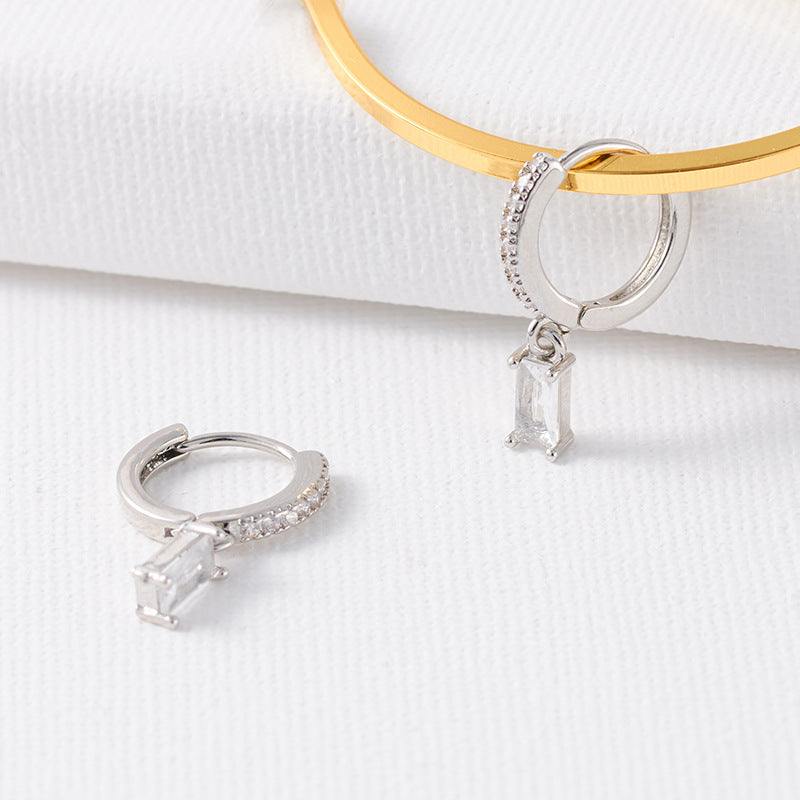 Women's Gold Plated Clip Slimming Black White Zircon Minority Simple Ear Buckle