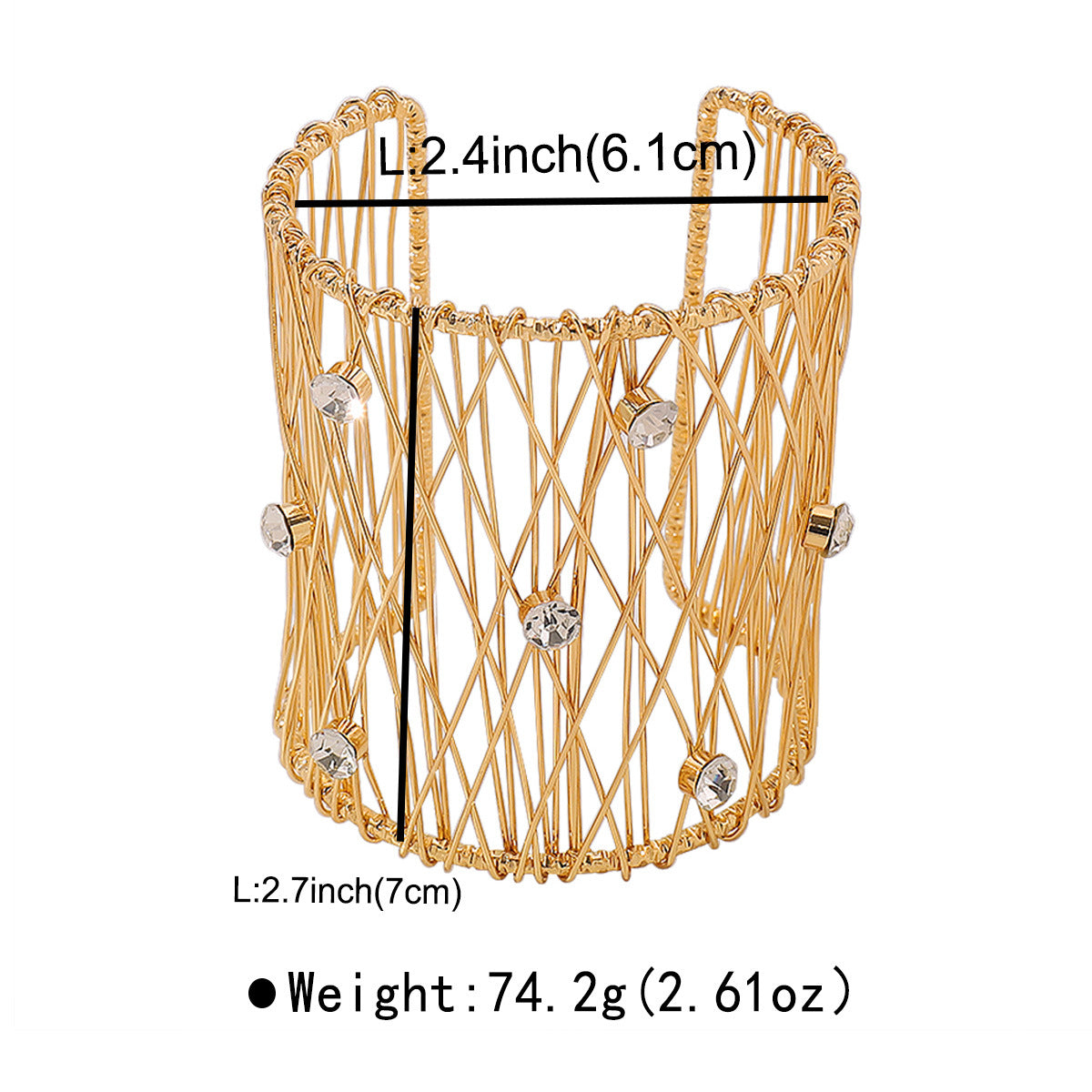 Women's Exaggerated Metal Texture Iron Wire Open Wide Bracelets
