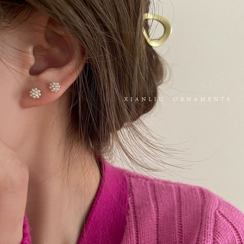 Needle French Pearl Small Bean Female Retro Ear Clip