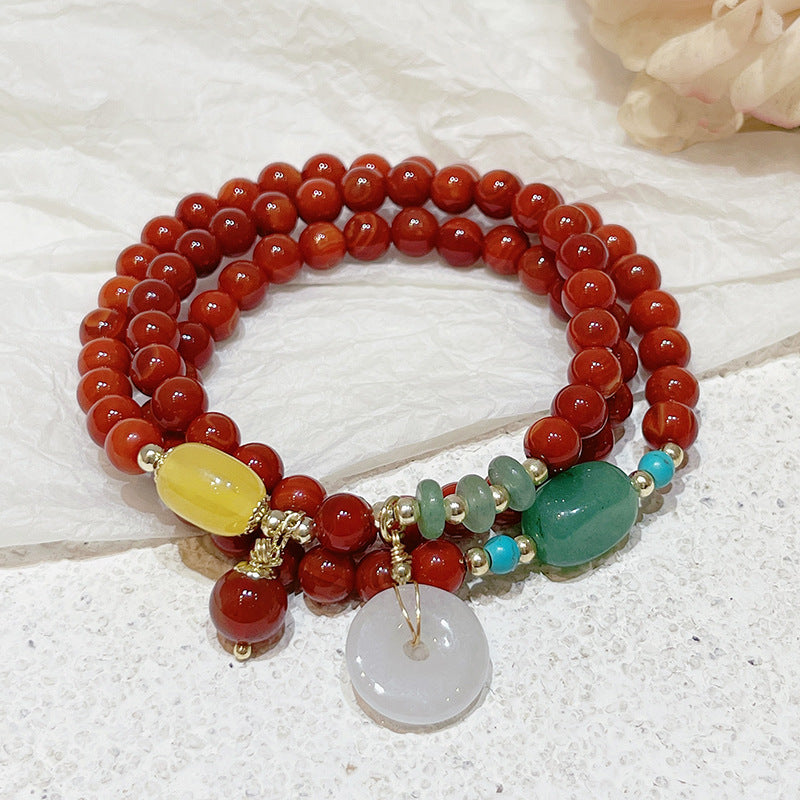 Agate Female Lucky Retro Ethnic Style Emerald Bracelets