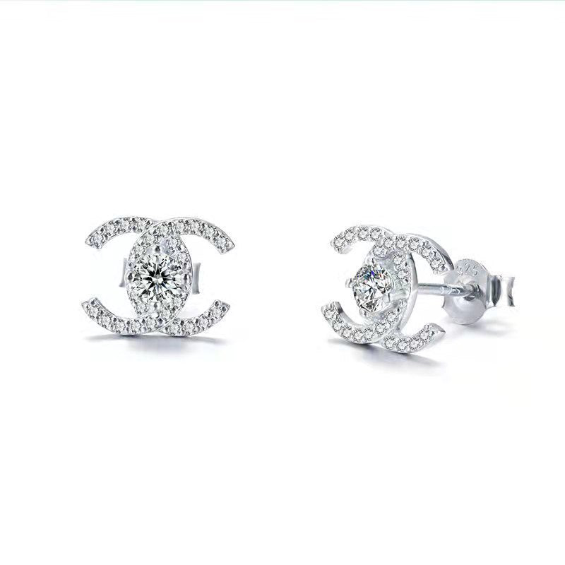 Boucles d'oreilles femme motif petite fée fleur lettre Moissanite