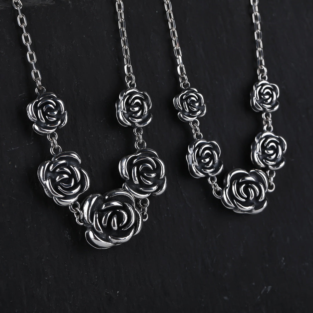 Korean Style Retro Rose Design Cold Necklaces