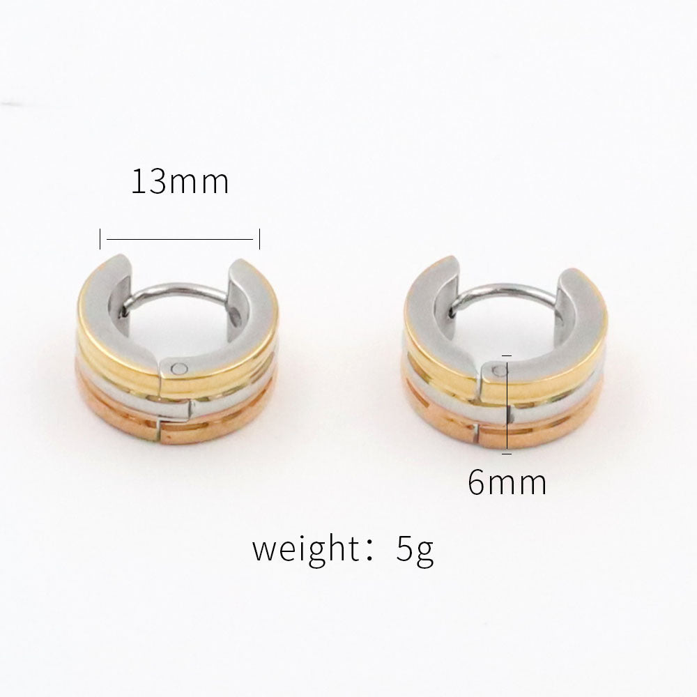 Simple Golden Ear Clip Titanium Steel Round Rings