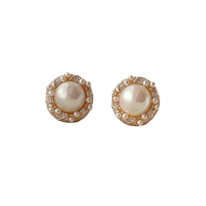 Women's Elegant Style Pearl Sier Needle Trendy Romantic French Earrings