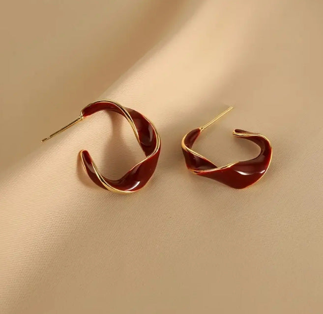French Style Dripping Small Personalized Twisted Geometric Rings
