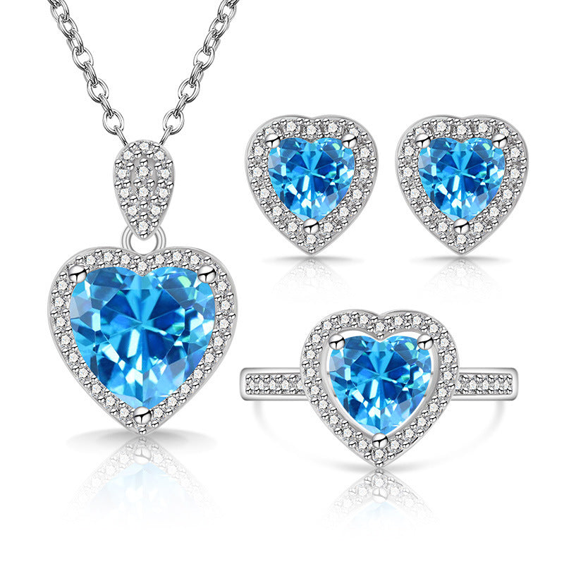 Streaming Fashion Colored Gems Crystal Suit Love Jewelry Set