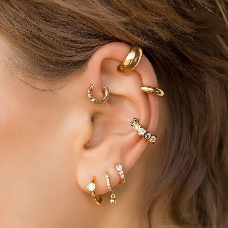 Diamond Shaped Stainless Steel Elegant Earless Titanium Clips Ear Clip