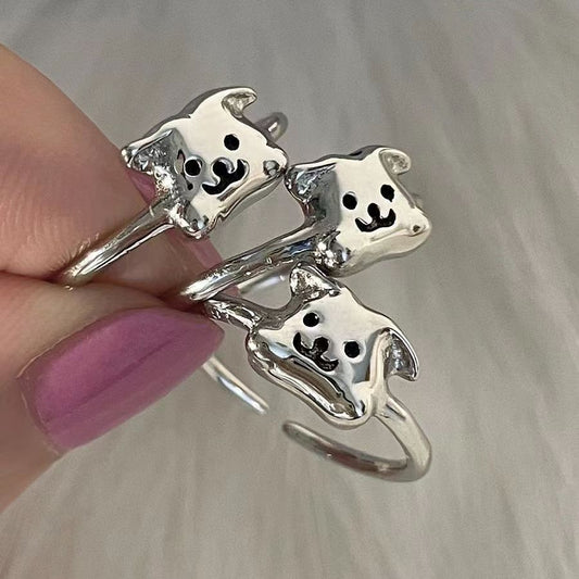 Children's Open Funny Puppy Cocoa Love Simple Rings