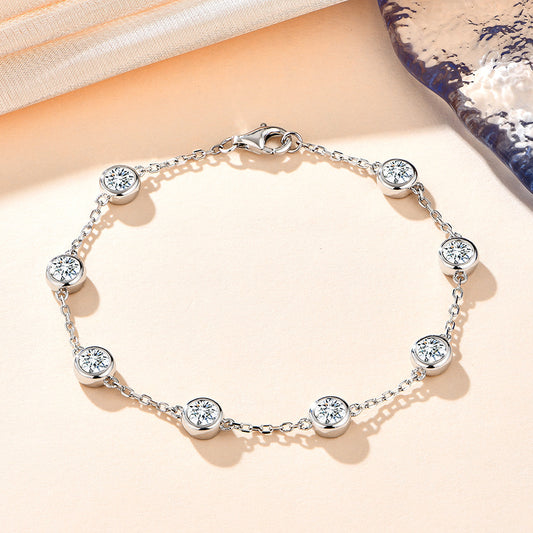 Sterling Sier Style Design Bubble Moissanite Bracelets