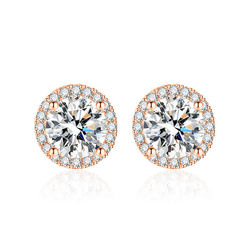 Boucles d'oreilles à la mode, sac rond en or Moissanite Sier