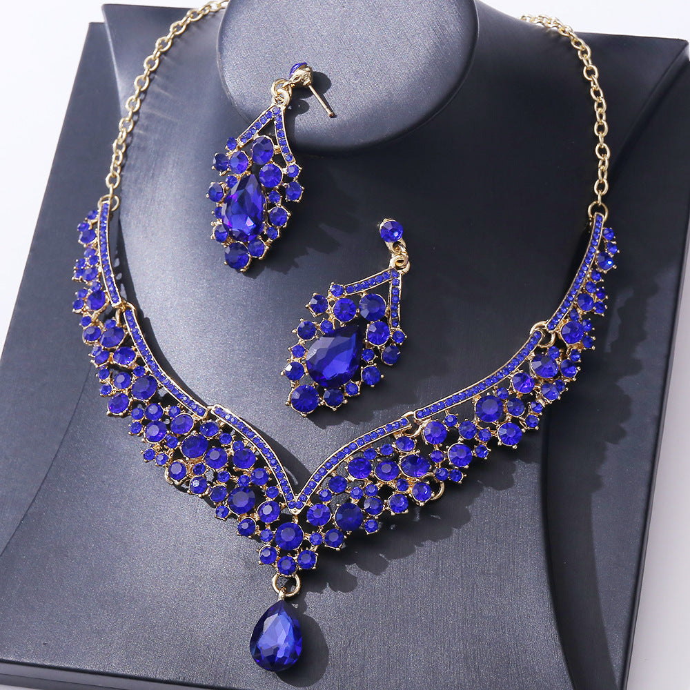 Exquisite Colorful Crystal Glass Drop-shaped Wedding Necklaces