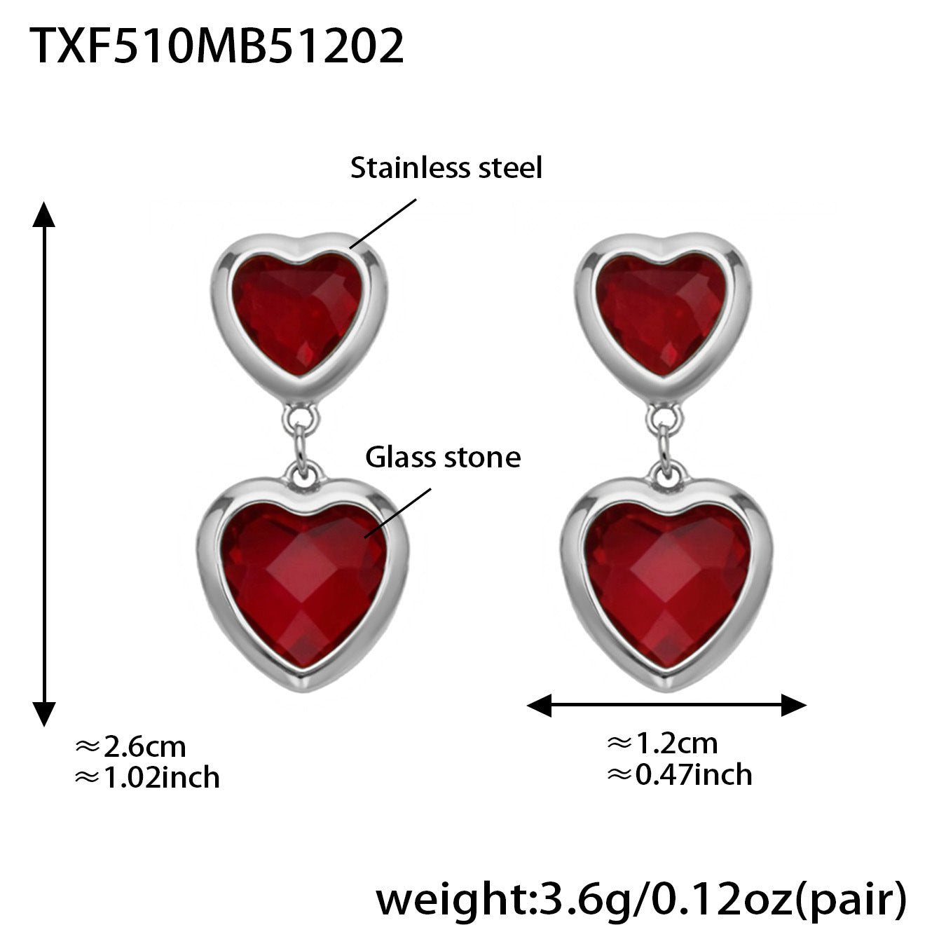 Cut Candy Color Heart-shaped Glass Stone Fashion Exquisite Stainless Rings