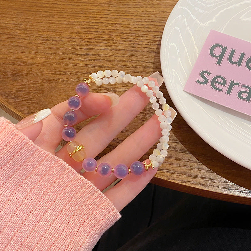 Bracelets de luxe légers en agate coeur de sucre série rose doux et frais