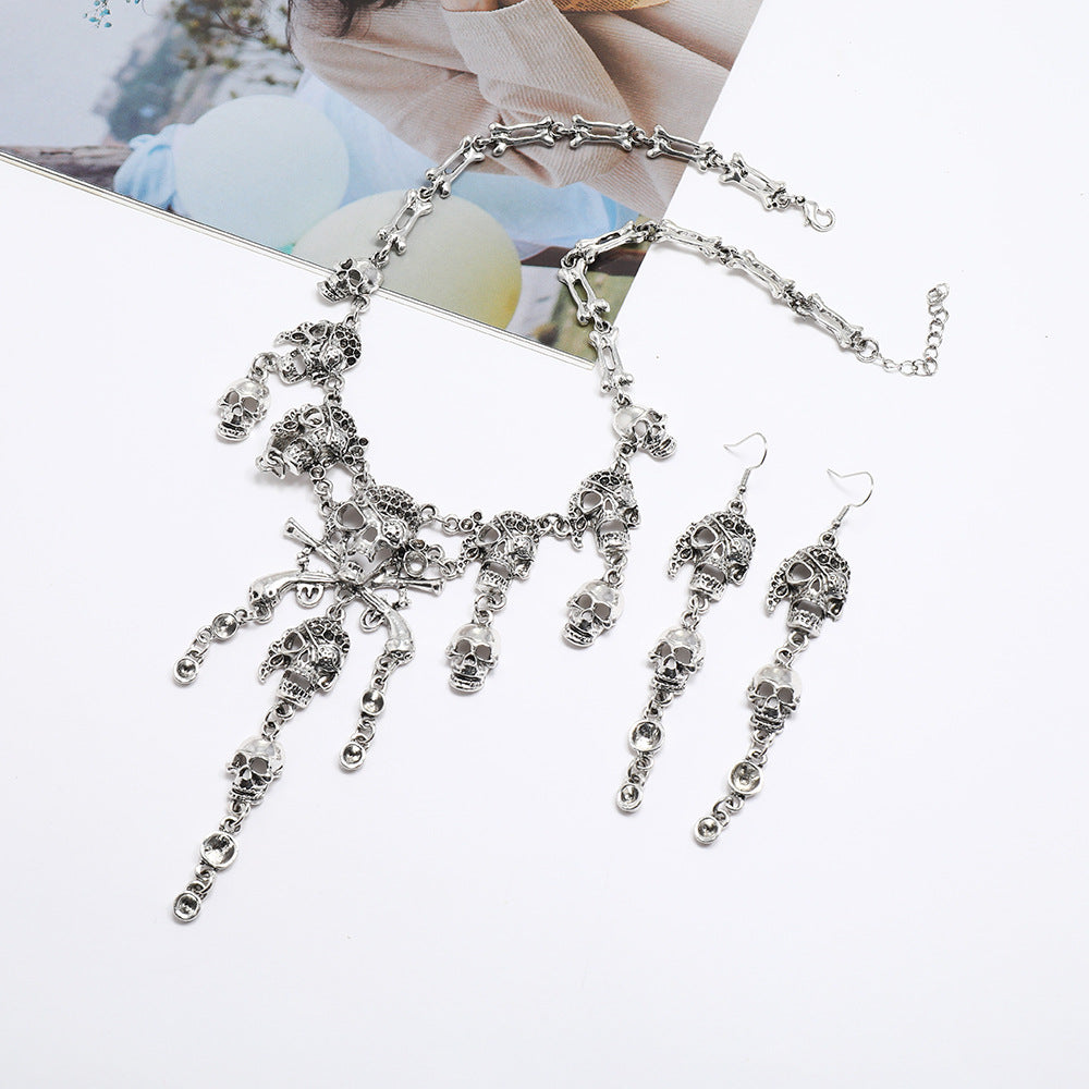 Ghost Head Tassel Exaggerated Clavicle Chain Necklaces