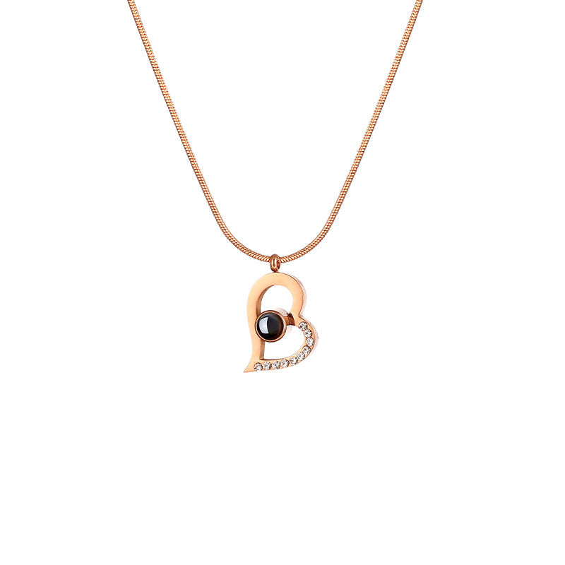 Steel Language Love You Small Beads Projection Special Interest Light Necklace