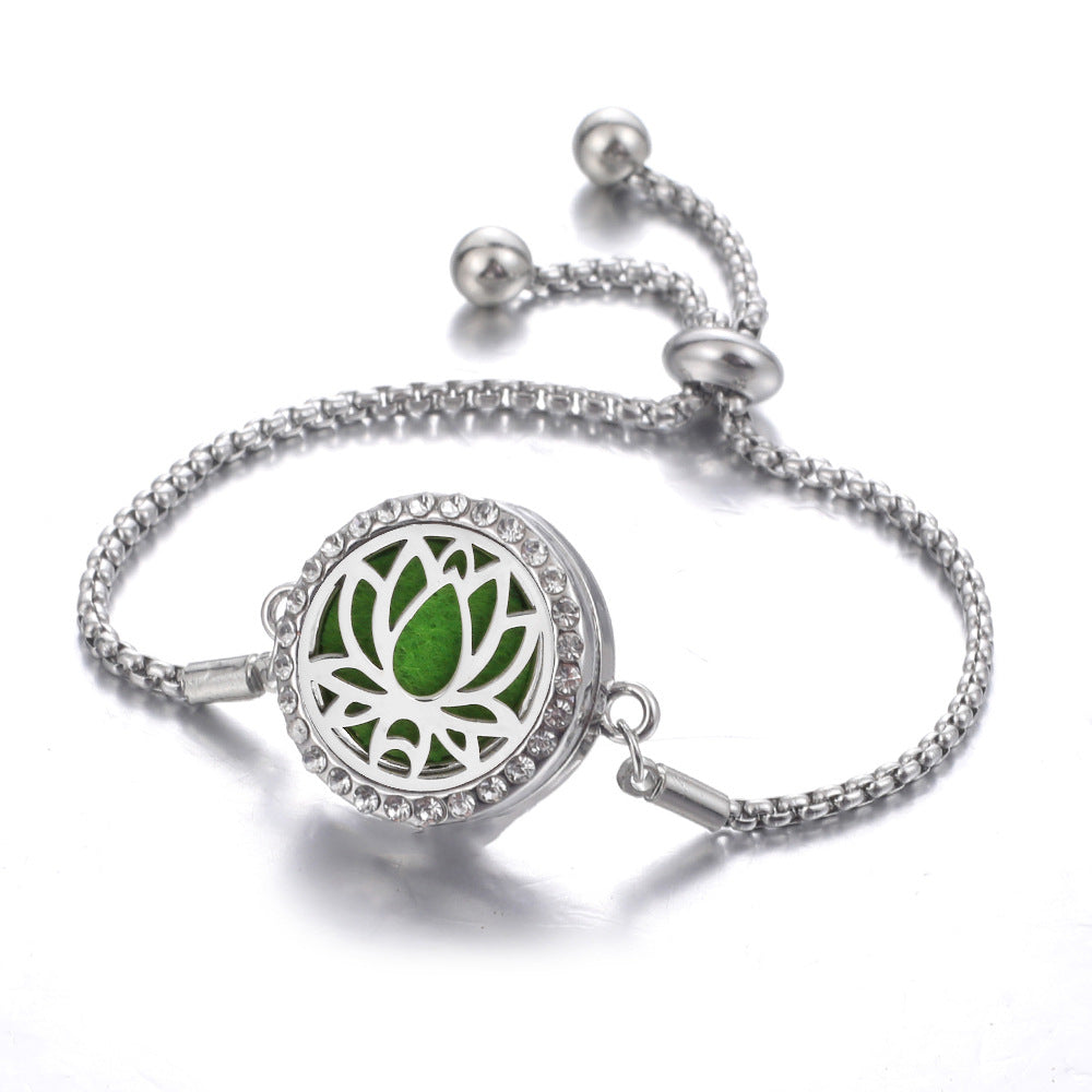 Steel Hollow Oil Lucky Tree Open Box Bracelet