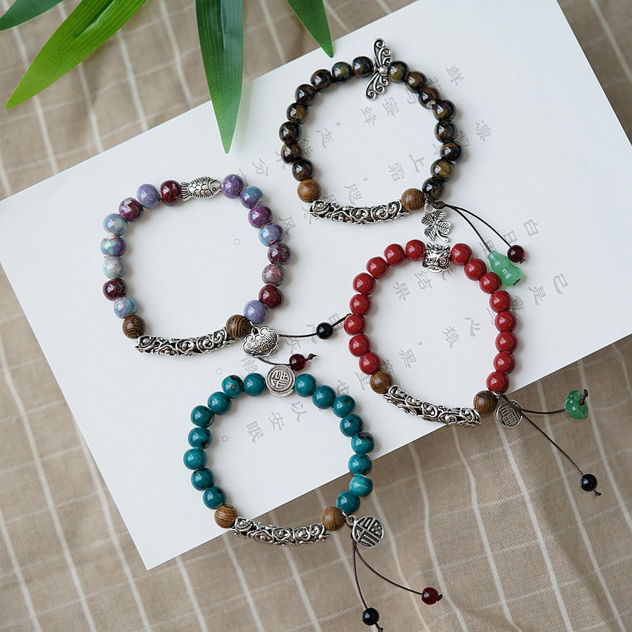 Bracelets chinois papillon en céramique pour femmes, Arts créatifs