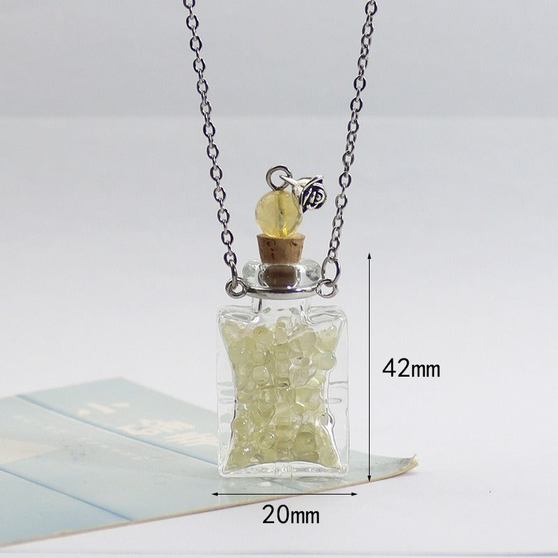 Transparent Heart-shaped Colored Glaze Perfume Essential Necklaces