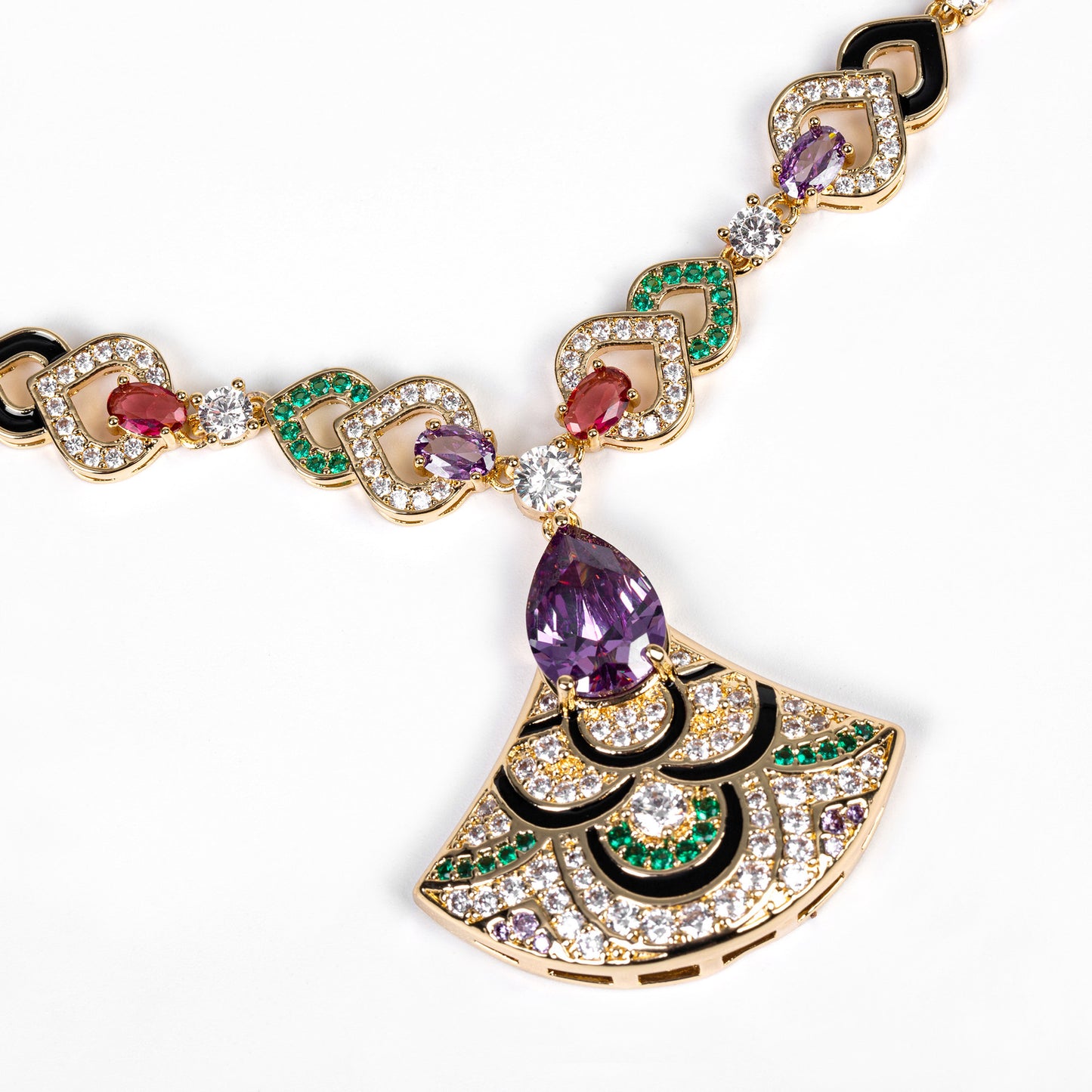 Women's Luxury Exaggerated Fan-shaped Graceful Elegant Micro Inlaid Zircon High-grade Necklaces