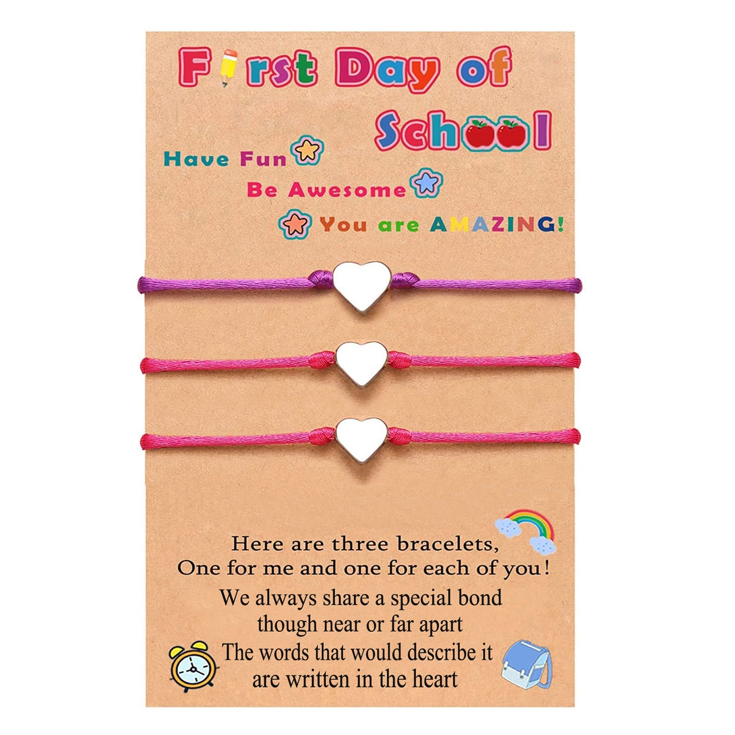 School Creative Copper Glossy Small Heart Card Wrist Bracelets