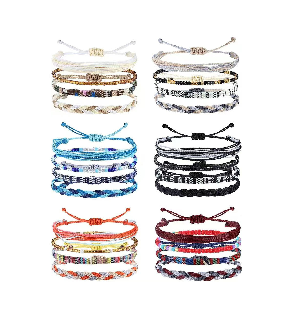 Summer Simple National Fashion Cord Beaded Rainbow Woven Bracelet