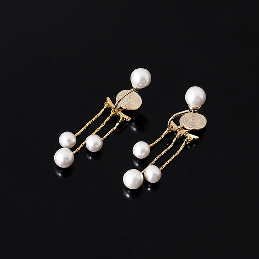 Pearl Tassel One-piece Mosquito Coil Earless Fairy Ear Clip
