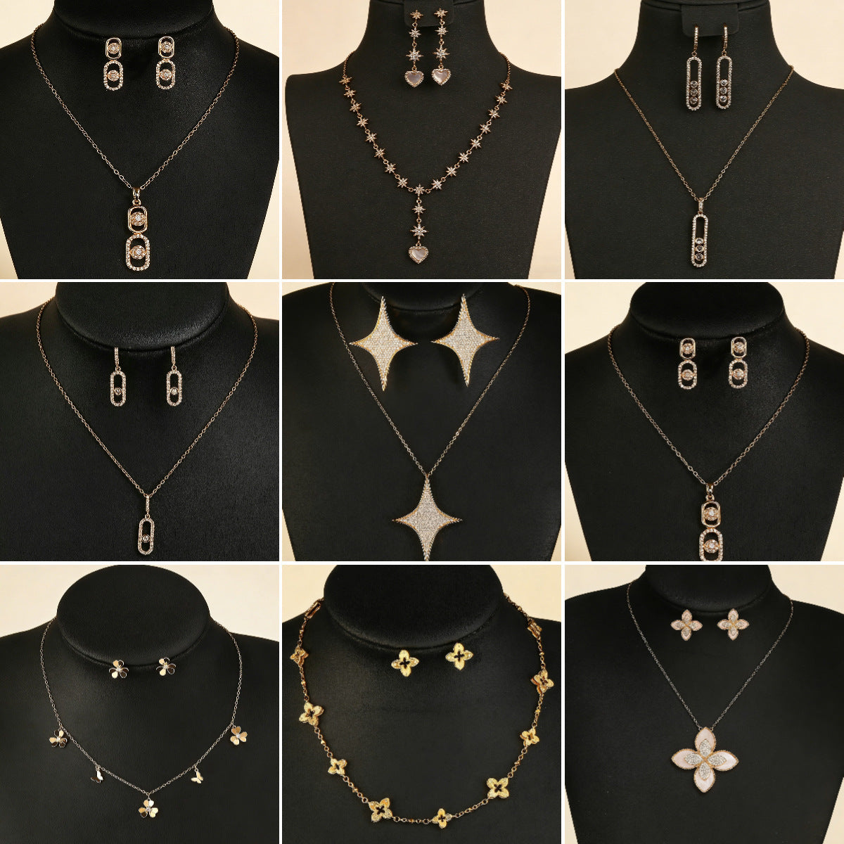 Copper Plated Gold Combination Fashion Versatile Jewelry Set