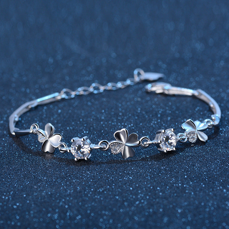 Bracelets en Zircon porte-bonheur simples, trèfle en argent sterling, personnalité féminine